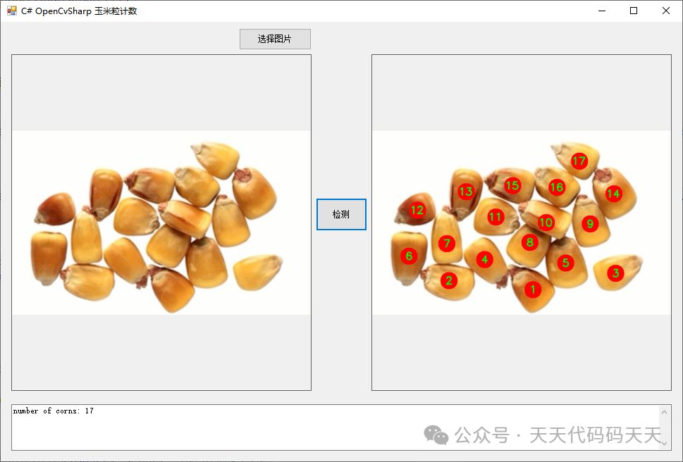 C# OpenCvSharp 玉米粒计数